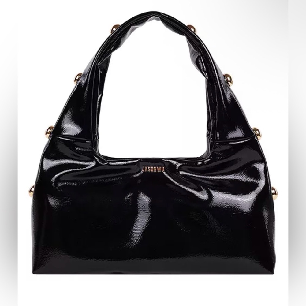 Jason Wu Studded Shoulder Bag Black In Crackled Finish Designer Purse Luxury NWT